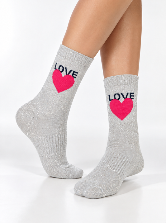 Glitzer Love Soket Socken – Bio-Baumwolle, gepolsterte Sohle