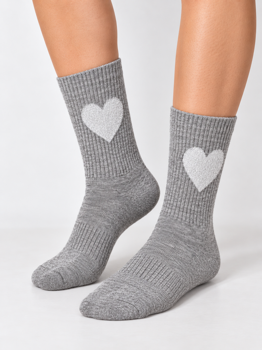 Grey Glitzerherz Socken – Bio-Baumwolle