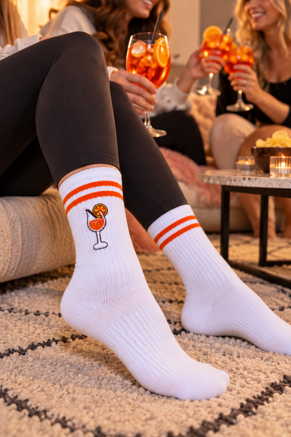 Drink Glas Socken bestickt – Bio-Baumwolle, gepolsterte Sohle