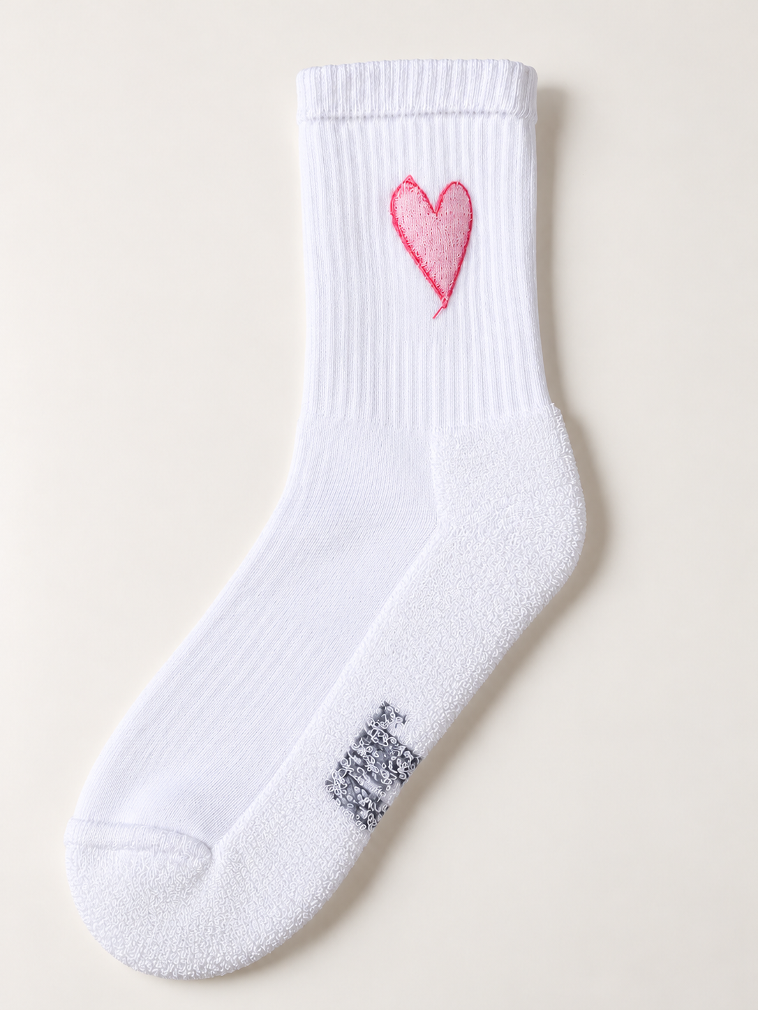 Herz Pink Socken bestickt – Bio-Baumwolle, gepolsterte Sohle