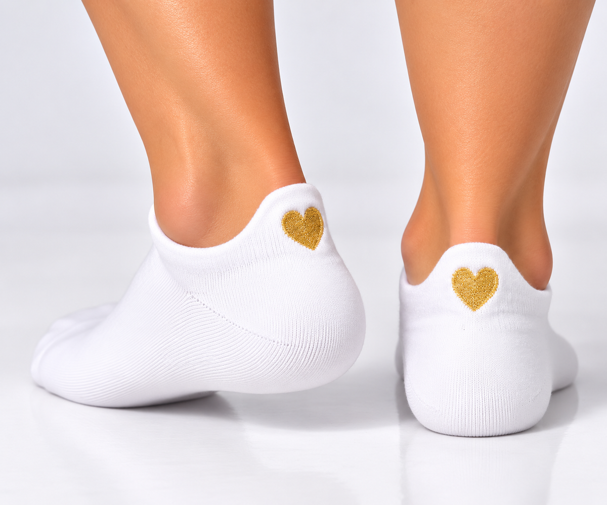 Herz Sneaker Socken Weiß – Bio-Baumwolle