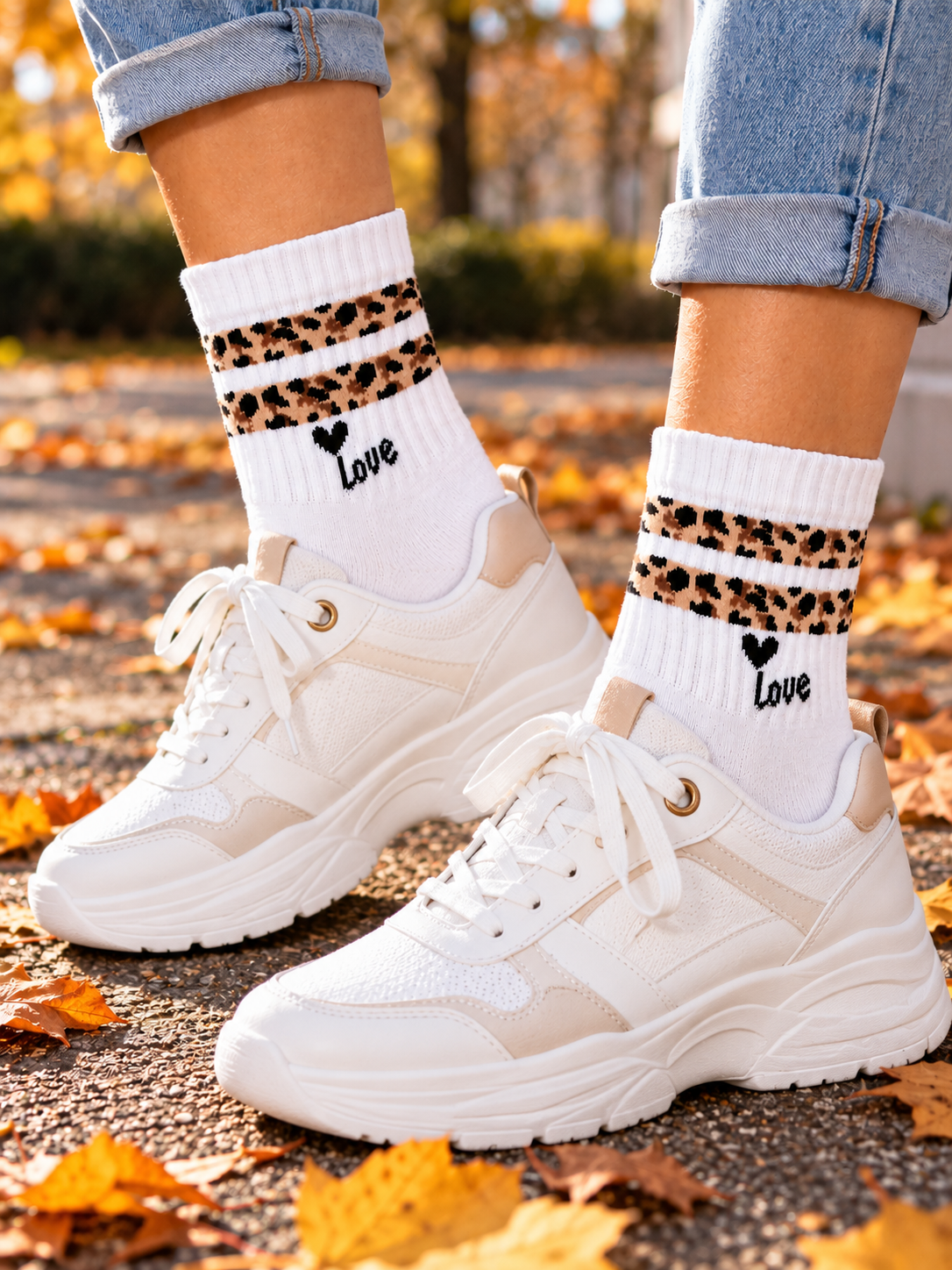 Leo Love 2 Streifen Quarter Socken – Bio-Baumwolle
