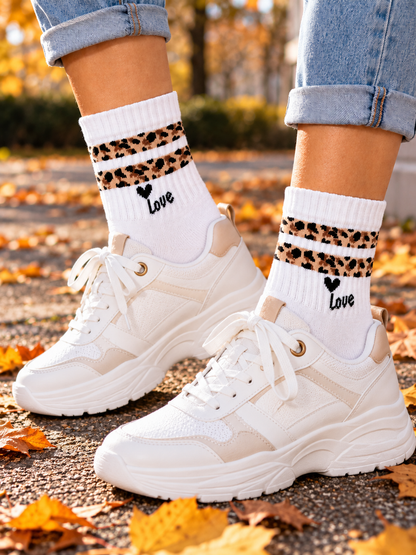 Leo Love 2 Streifen Quarter Socken – Bio-Baumwolle