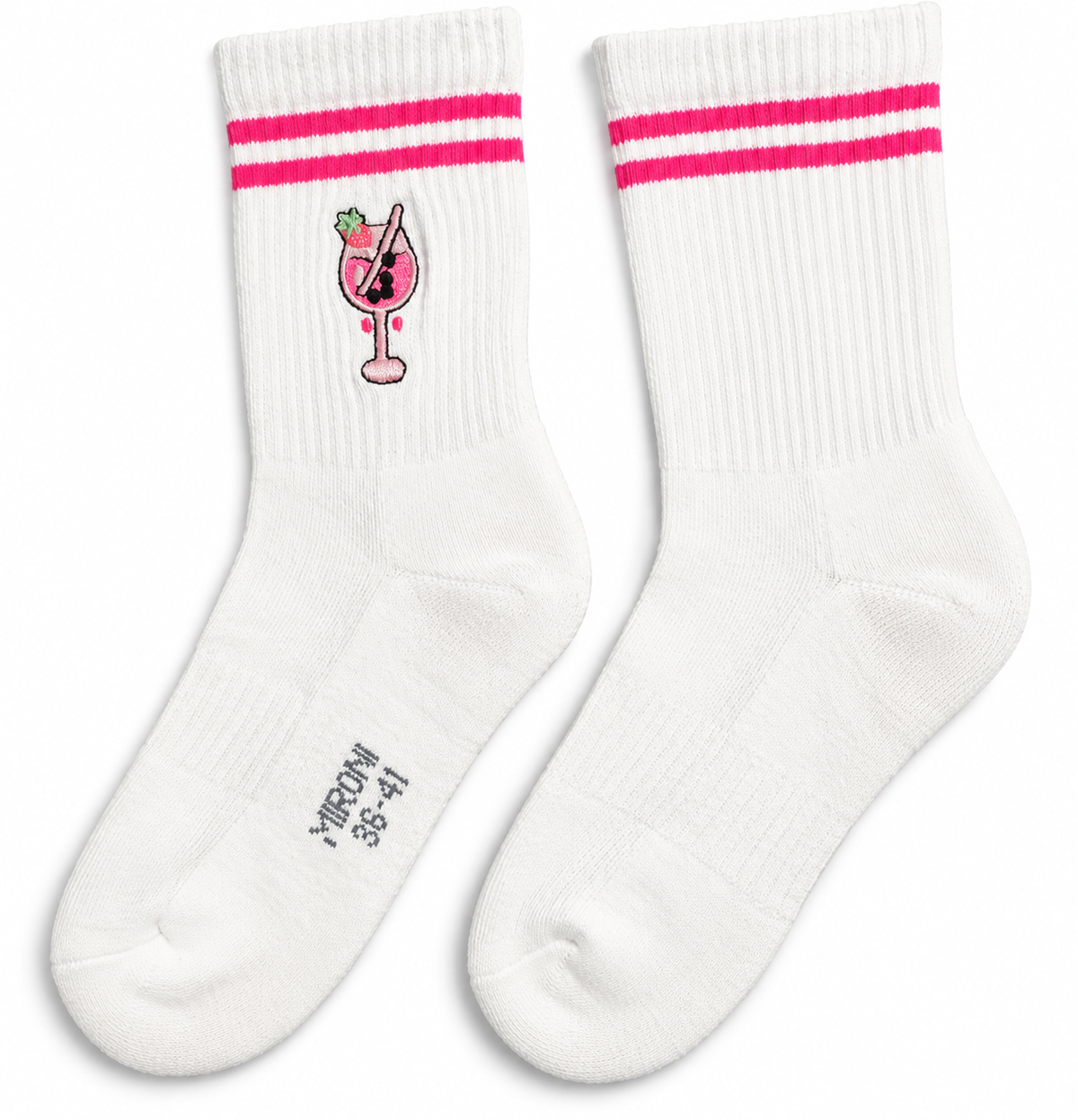 Drink Beere Socken bestickt – Bio-Baumwolle, gepolsterte Sohle