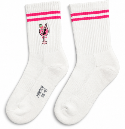 Drink Beere Socken bestickt – Bio-Baumwolle, gepolsterte Sohle
