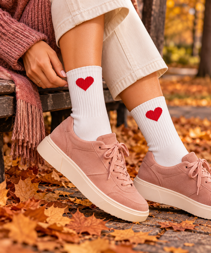 Herz Soket Socken – Bio-Baumwolle, gepolsterte Sohle