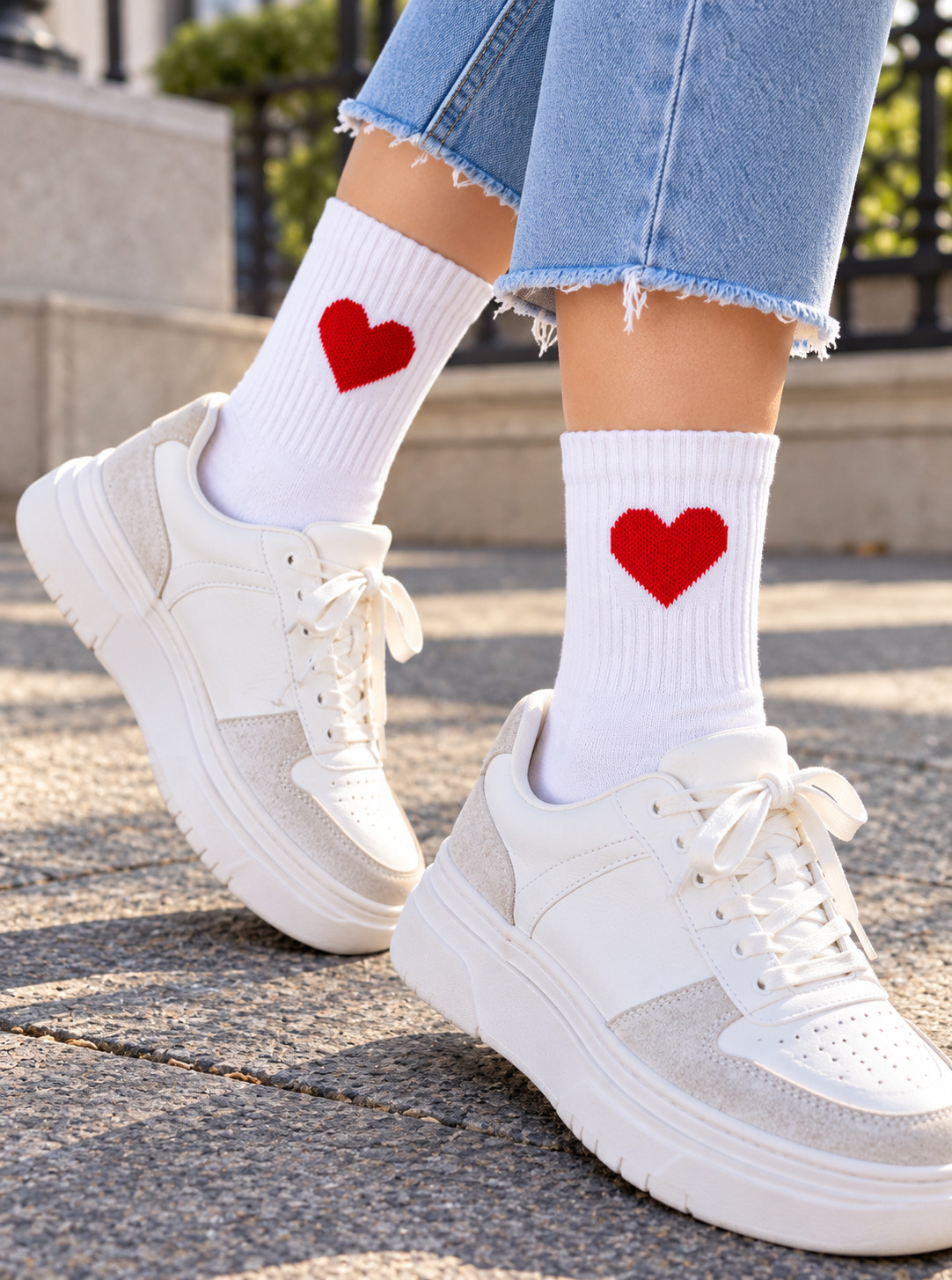 Herz Quarter Socken – Bio-Baumwolle, gepolsterte Sohle