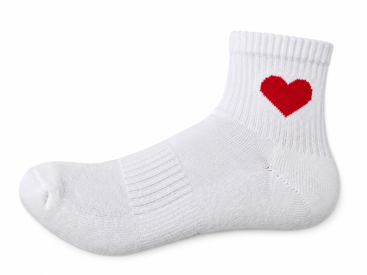 Herz Quarter Socken – Bio-Baumwolle, gepolsterte Sohle