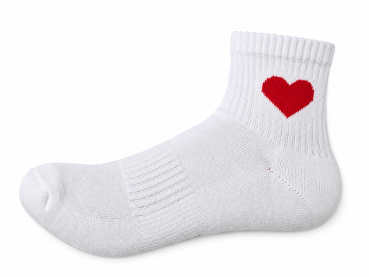 Herz Quarter Socken – Bio-Baumwolle, gepolsterte Sohle