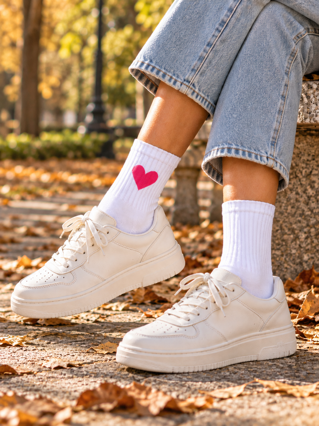 Herz Pink Socken bestickt – Bio-Baumwolle, gepolsterte Sohle
