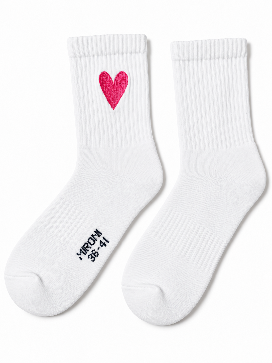 Herz Pink Socken bestickt – Bio-Baumwolle, gepolsterte Sohle