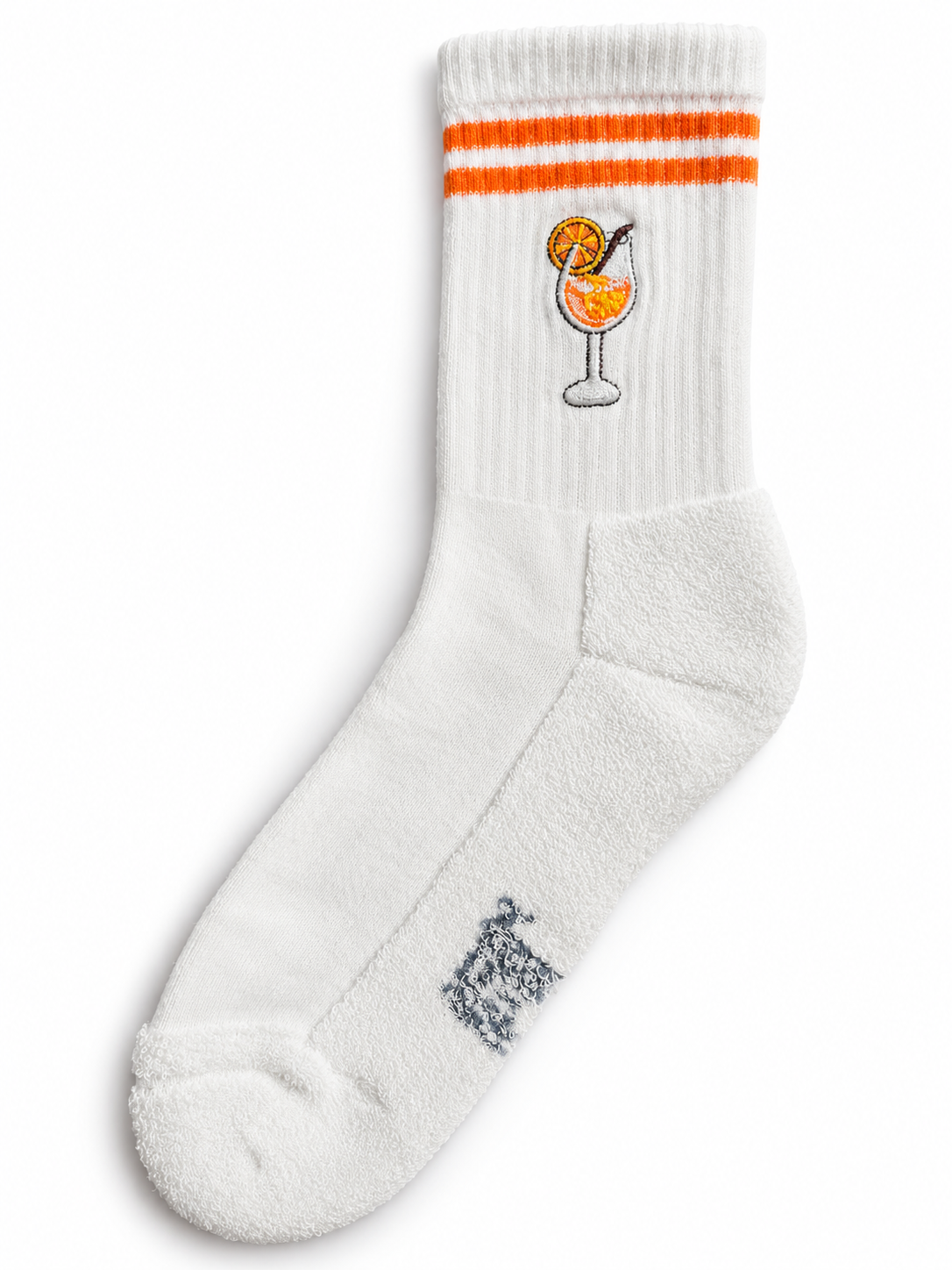 Drink Socken in Weiß, einzelne Socke mit Cocktail-Stickerei