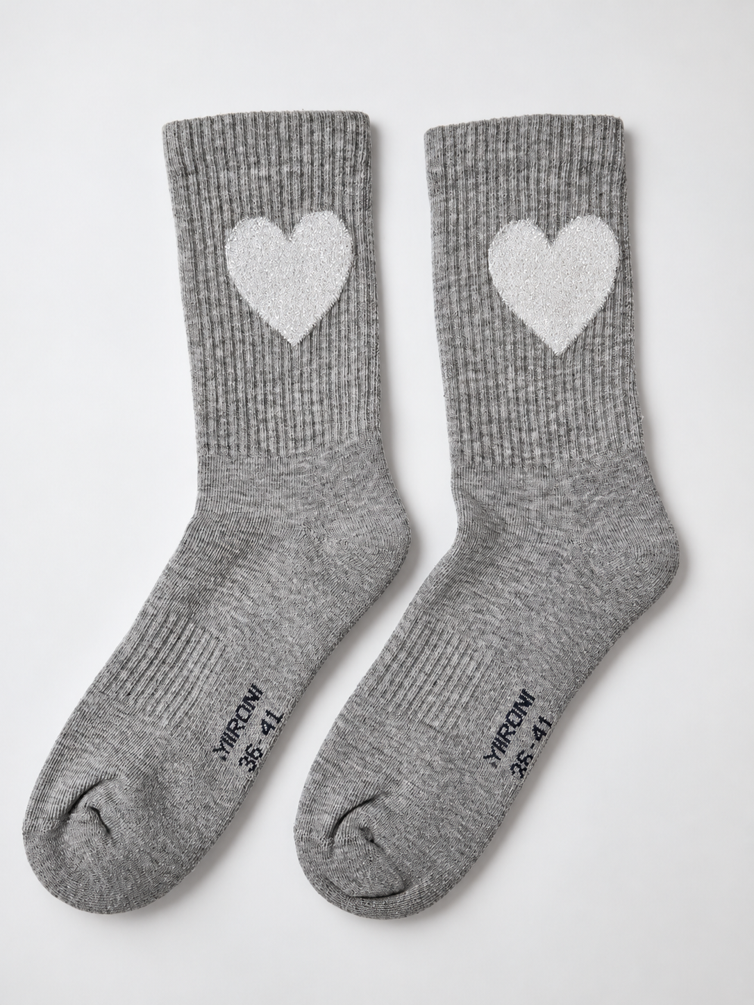 Grey Glitzerherz Socken – Bio-Baumwolle