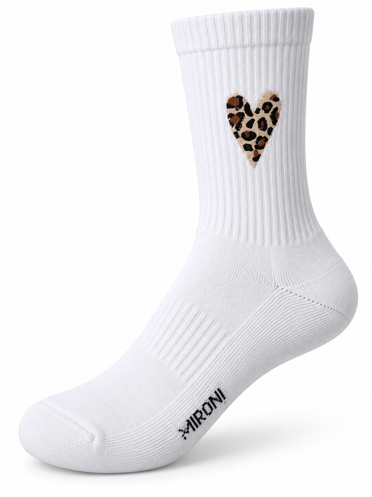 Leo Herz Socken bestickt – Bio-Baumwolle, gepolsterte Sohle