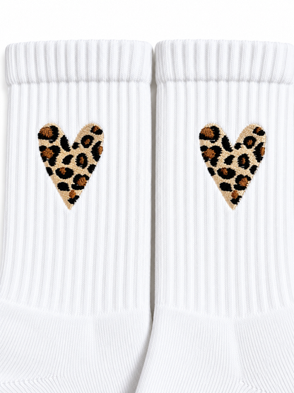 Leo Herz Socken bestickt – Bio-Baumwolle, gepolsterte Sohle