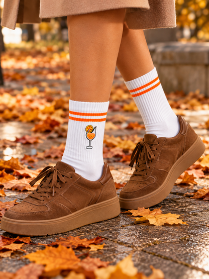 Drink Glas Socken bestickt – Bio-Baumwolle, gepolsterte Sohle