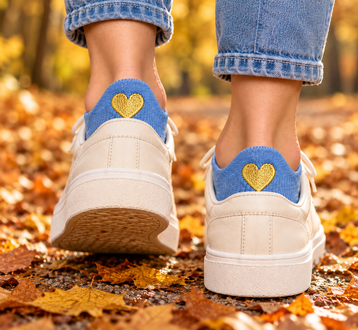 Herz Sneaker Socken Jeans – Bio-Baumwolle