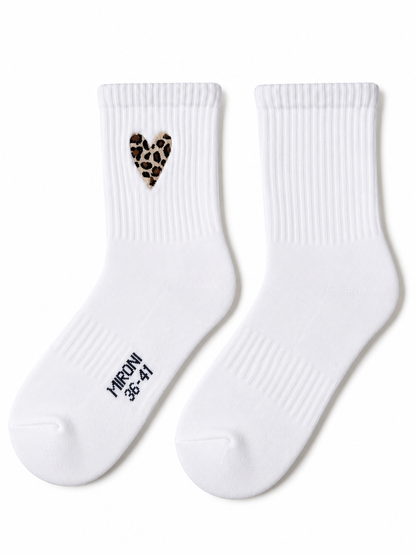 Leo Herz Socken bestickt – Bio-Baumwolle, gepolsterte Sohle