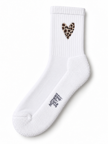 Leo Herz Socken bestickt – Bio-Baumwolle, gepolsterte Sohle