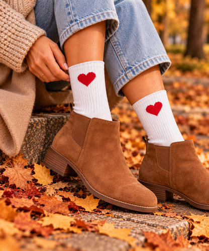 Herz Soket Socken – Bio-Baumwolle, gepolsterte Sohle