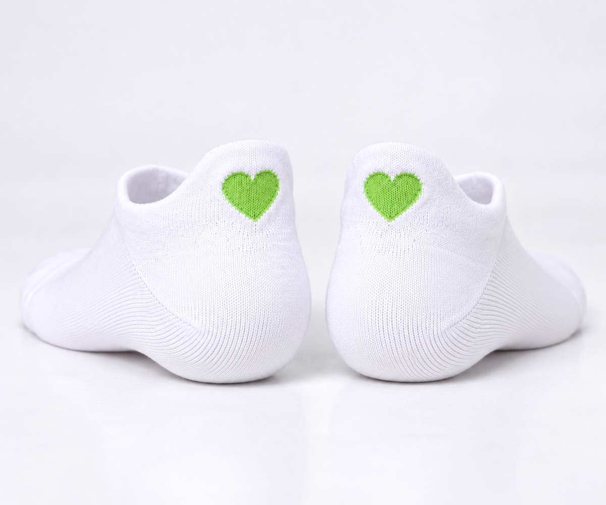 Herz Sneaker Socken Weiß – Bio-Baumwolle