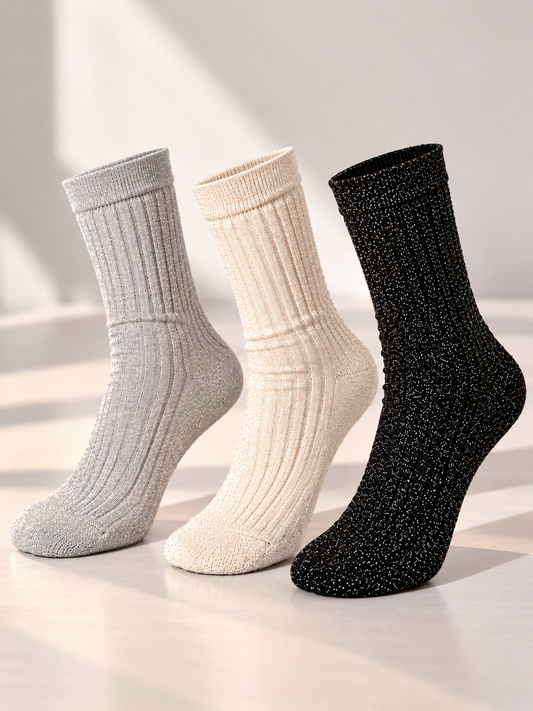 Glitzer Socken mit metallischen Fasern – Bio-Baumwolle